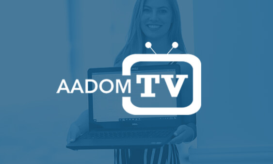 The AADOM TV logo in an image with a blue overlay